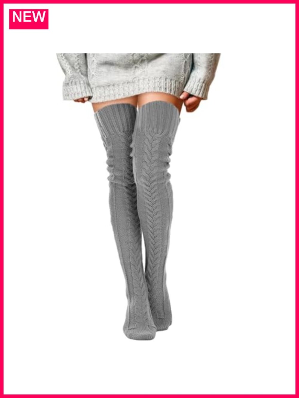 Cable Knit Thigh High Boot Socks Over Knee Leg Warmers